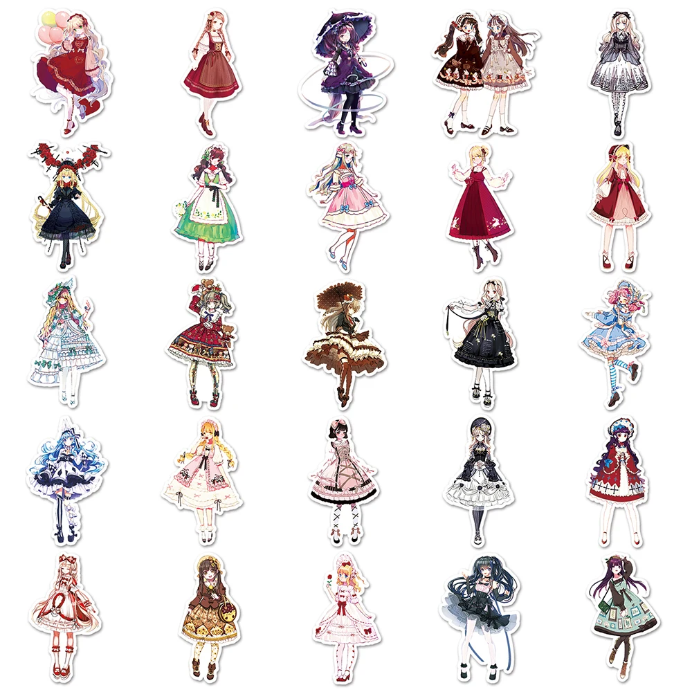 Kawaii Anime Lolita Adesivos para Meninas, Adesivos Bonitos, Decalques Estéticos, Computador Portátil, Scrapbook, Mala, Bicicleta, Adesivo Kid Cartoon, Brinquedo, 10 Pcs, 30 Pcs, 50 Pcs