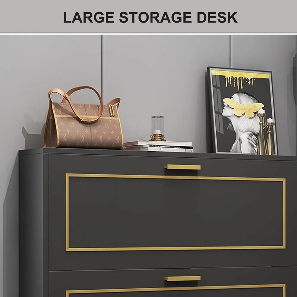 خزانة تخزين الأحذية مع 3 أدراج قابلة للطي للمدخل، ومنظم رف الأحذية النحيف، وخزانة الأحذية المخفية لمساحة المدخل #5