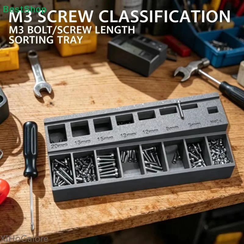 M3 Bolt Screw Length Sorter Tray 3D Printed Portable Practical Small Hardware Organizer Kit For Toolbox
