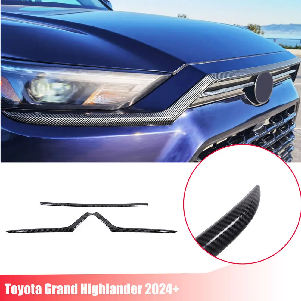 ABS ألياف الكربون سيارة الجبهة هود قطاع الكسوة لتويوتا جراند هايلاندر 2024-2025 سيارة الخارجي طقم ديكور اكسسوارات