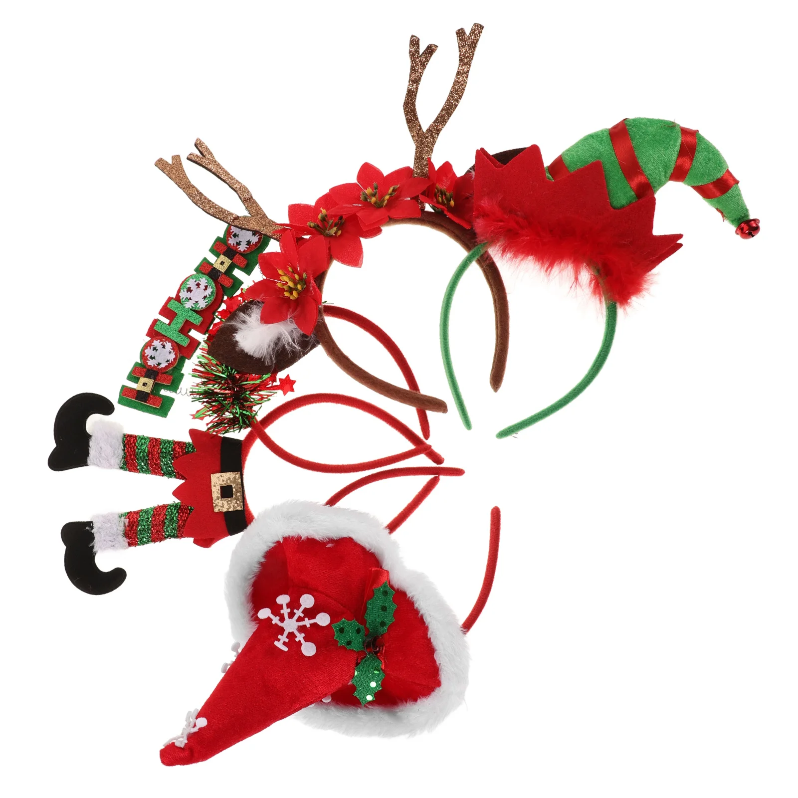 

5pcs Christmas Hat Hair Accessories 3d Cartoon Festival Headwear Party Supplies Headbands Holiday Decor Reusable
