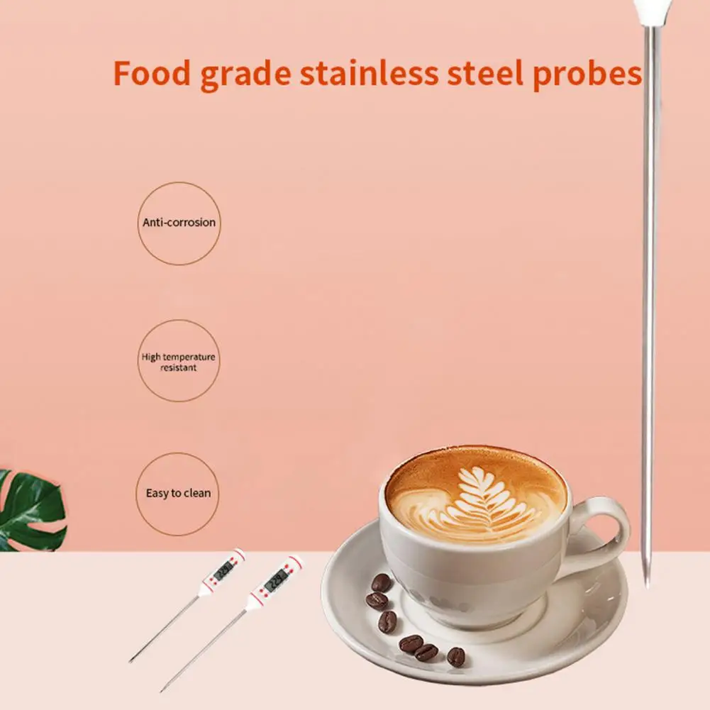 Temperature Sensor Oil Thermometer Sensitive Precise LCD Display Stainless Steel Probe Meat Temperature Meter for Home