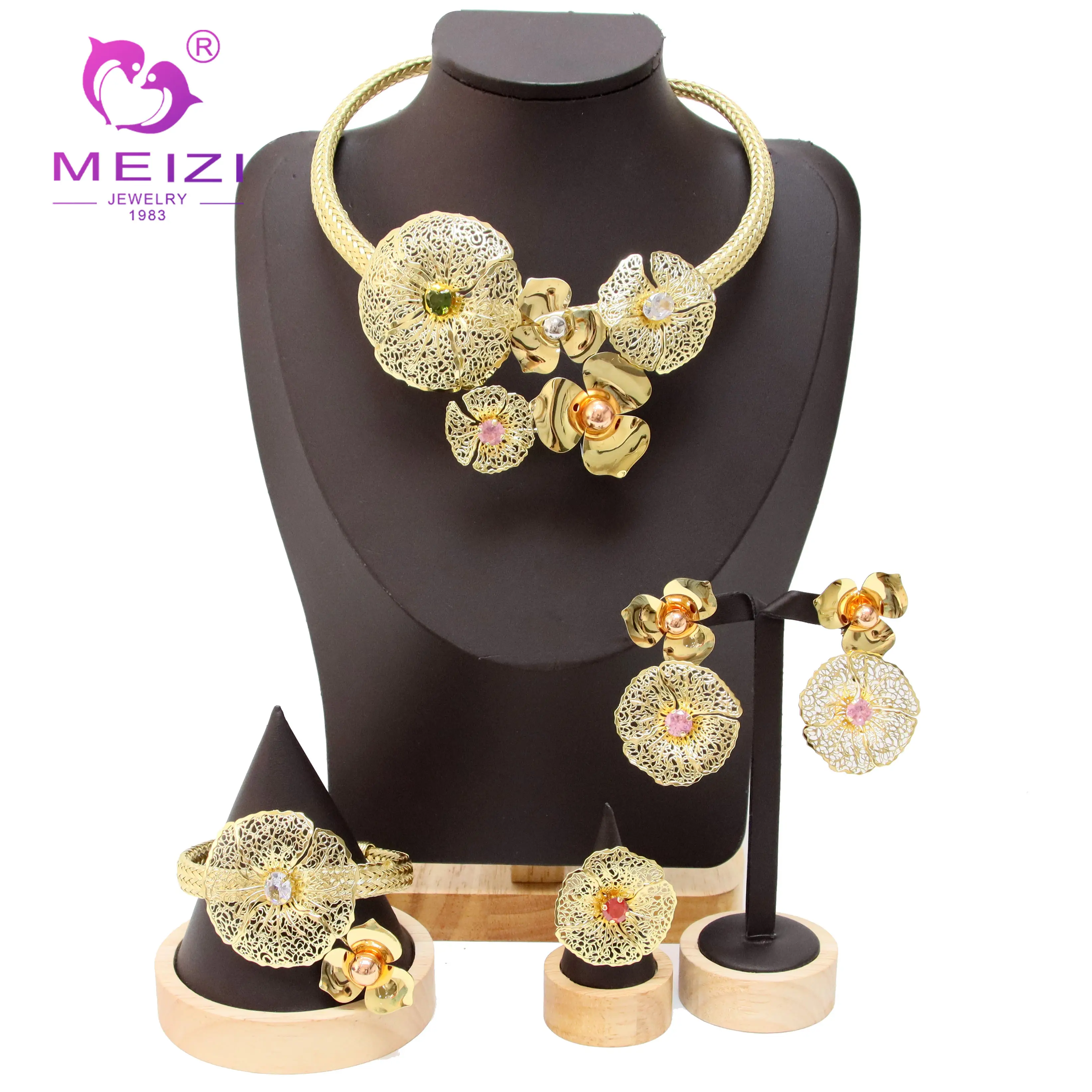 

Hotsale Dubai Gold Plated Jewelry Sets for Women 24k High Quality Ladies Wedding Party Simple Style Free Shipping