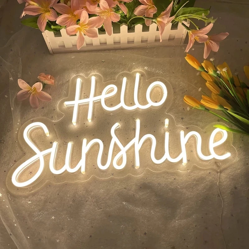 Hello Sunshine Neon Sign Custom Warm Neon Bedroom Home Lamp for Girls Birthday Holiday Gift Night Light Party Wall Decoration