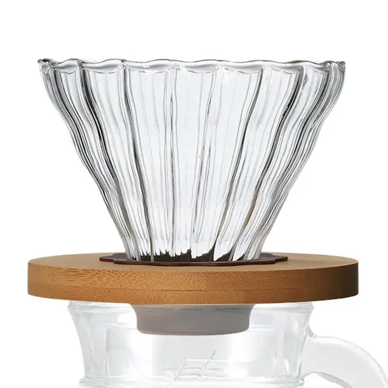 Drip Coffee Maker Pour Over Clear Glass Pour Over Coffee Cone With Stand Coffee Funnel Single Cup Pour Over Hand Brewed Coffee