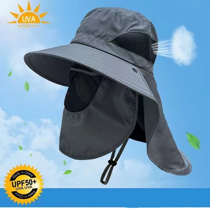 Sonnenhüte mit breiter Krempe, Sonnenschutz, Angelhüte, Wandern und Dschungel, Herren-Gesichtsmasken, Sonnenschutz, Sonnenhüte, Gesichtsmasken für Erwachsene