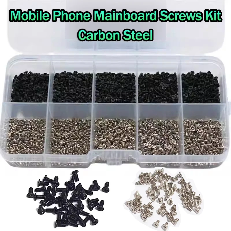 200/500/2000pc M1.2 M1.4 Small Mini Micro Cross Phillips Head Screw Bolt Black/Nickel Plated for Laptop Phone Set Assortment Kit