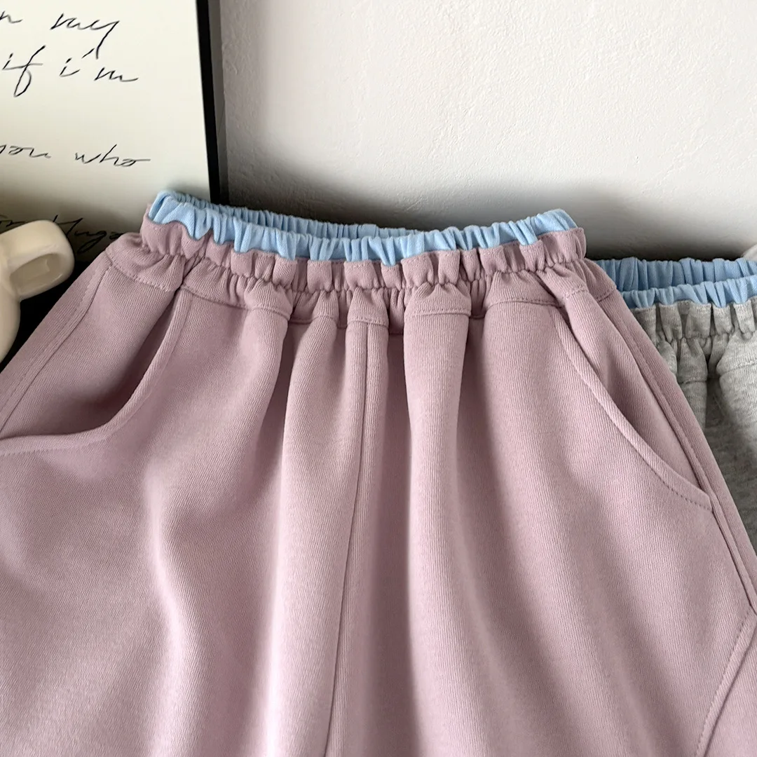 2-10 Jahre Frühling Lässige Kinder-Jogginghose Mädchen Kontrastfarbe Elastischer Bund Locker Sitzende Hose Weiche Kinder-Jungenhose – Detail 6