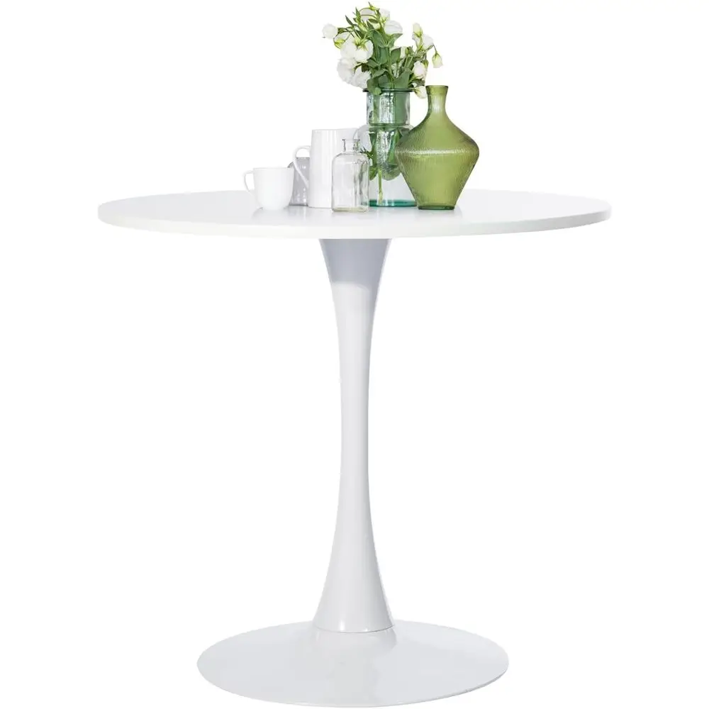 

Elegant 31.5 Tulip Dining Table with Pedestal Base for Living Room, Kitchen, and Cafe, White