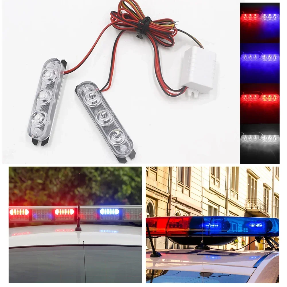 Police Lights 3 Led Strobe Lights Flasher Auto Flash Stroboscopes Strobe Light Emergency Safety Warning Light For Car Motorcycle