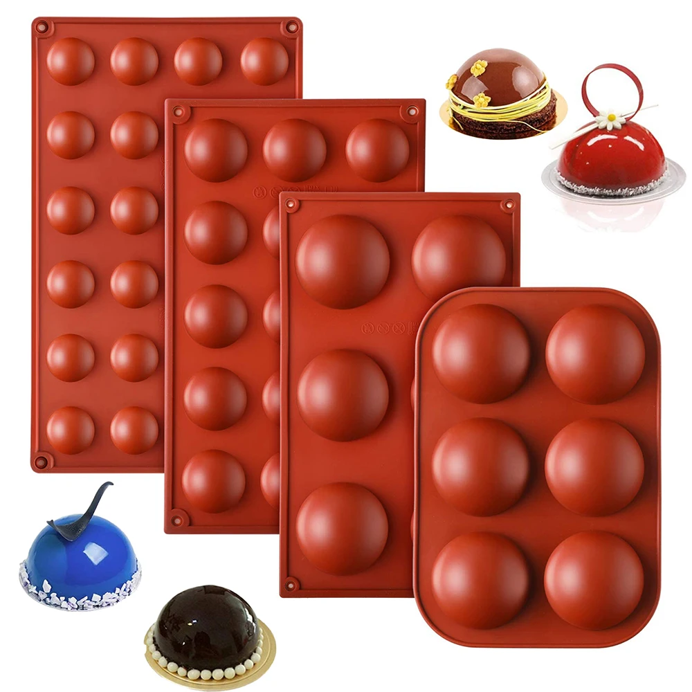 3D Half Ball Sphere Silicone Baking Mold Dessert Chocolate Cake Pudding Jelly Dome Mousse Moulds DIY Kitchen Accessories Tools