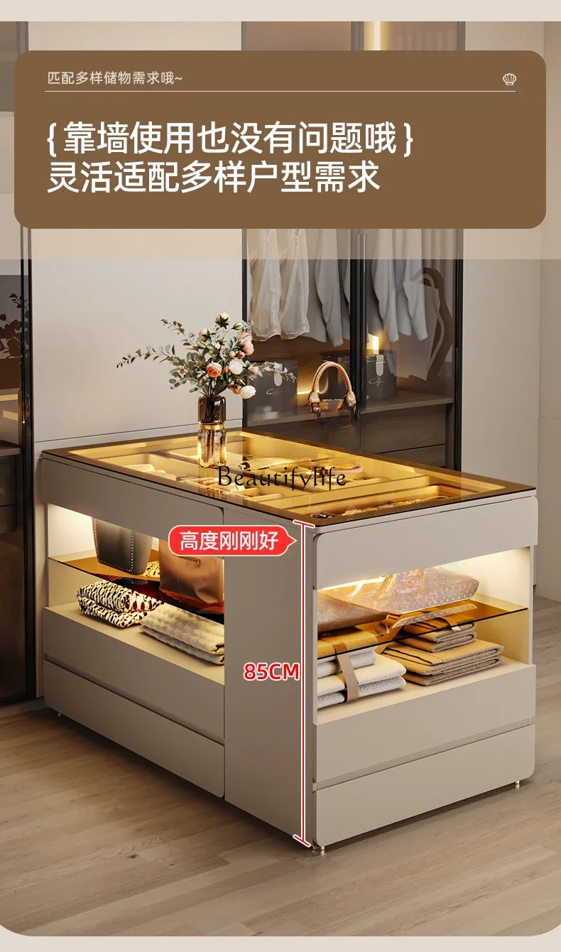 Modern simple milk coffee color cloakroom Nakashimadai home clothing store jewelry display cabinet