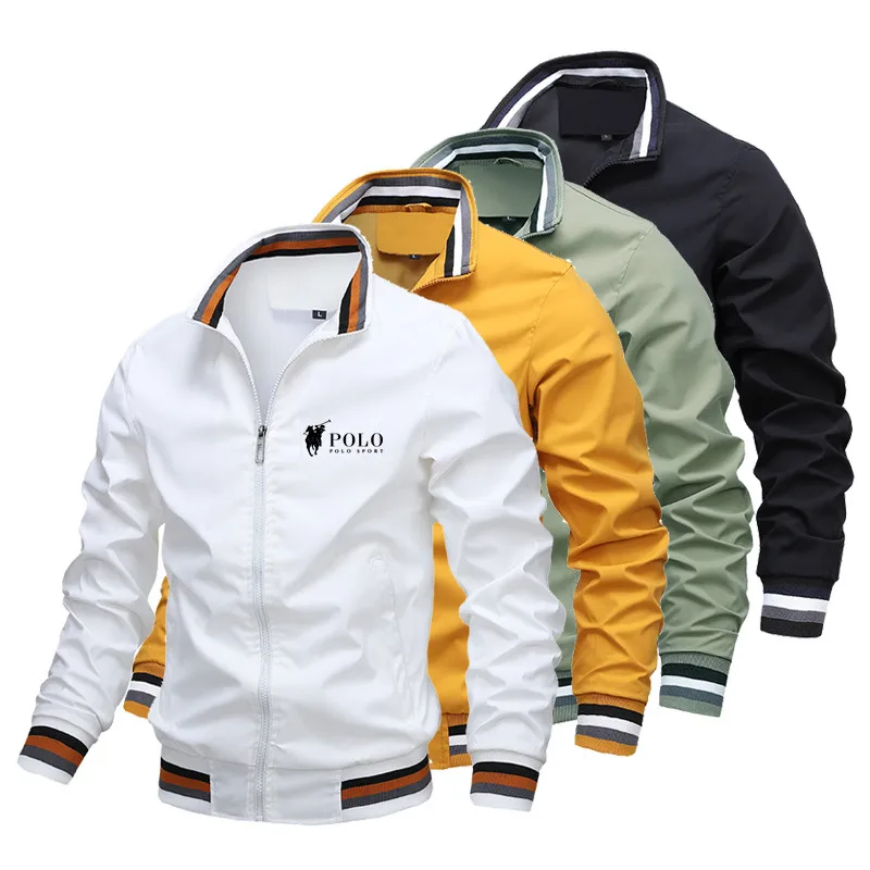 Autumn and Winter Men's Stand Collar Casual Zipper Jacket Outdoor Sports Coat Windbreaker Jacket for Men Waterproof Bomber