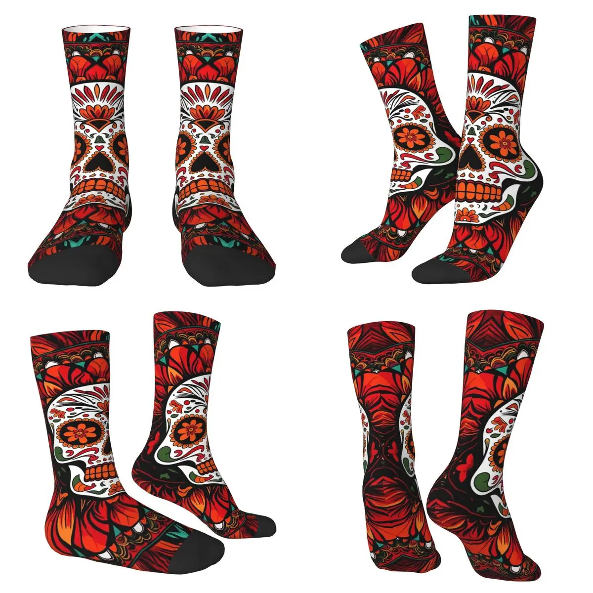 

Носки с мексиканским черепом и иллюстрацией Calavera, впитывающие пот чулки в стиле Харадзюку, аксессуары, длинные носки для подарка на день рождения унисекс