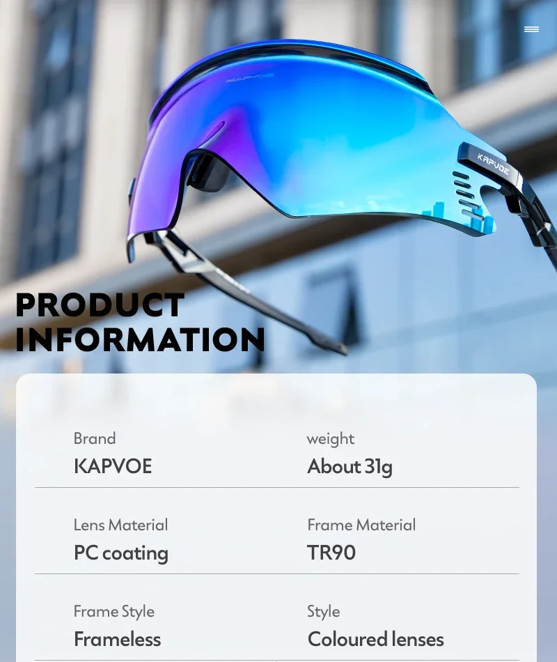 Kapvoe fahrrad brille uv400 männer fahrrad sonnenbrille luft atmung mtb brille outdoor sport brille fahrrad brille oculos de ciclismo – Detail 17