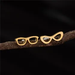 Unique Funny Glasses Earrings for Women Men Personality Metal Sunglasses Shaped Stud Earings Asymmetry Jewelry boucle d'oreille