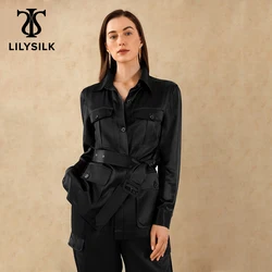 Giacca di seta LILYSILK per donna 22 momme Myrtus Blazer tasche con patta bottone davanti colletto rovesciato abiti spedizione gratuita