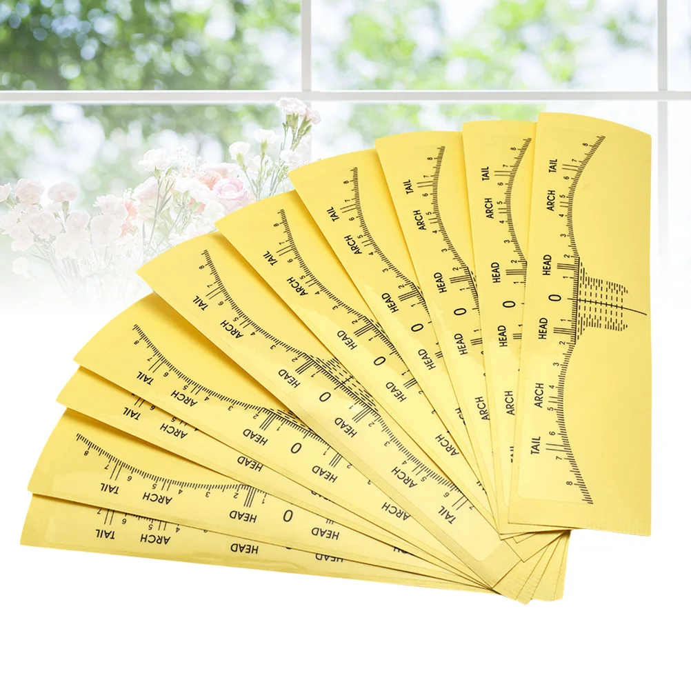 10 pz Usa E Getta Sopracciglio Righello Adesivo Leggero Mini Formato Per Il Trucco Strumento di Modellatura Viaggio Essenziale Vernier Calibro