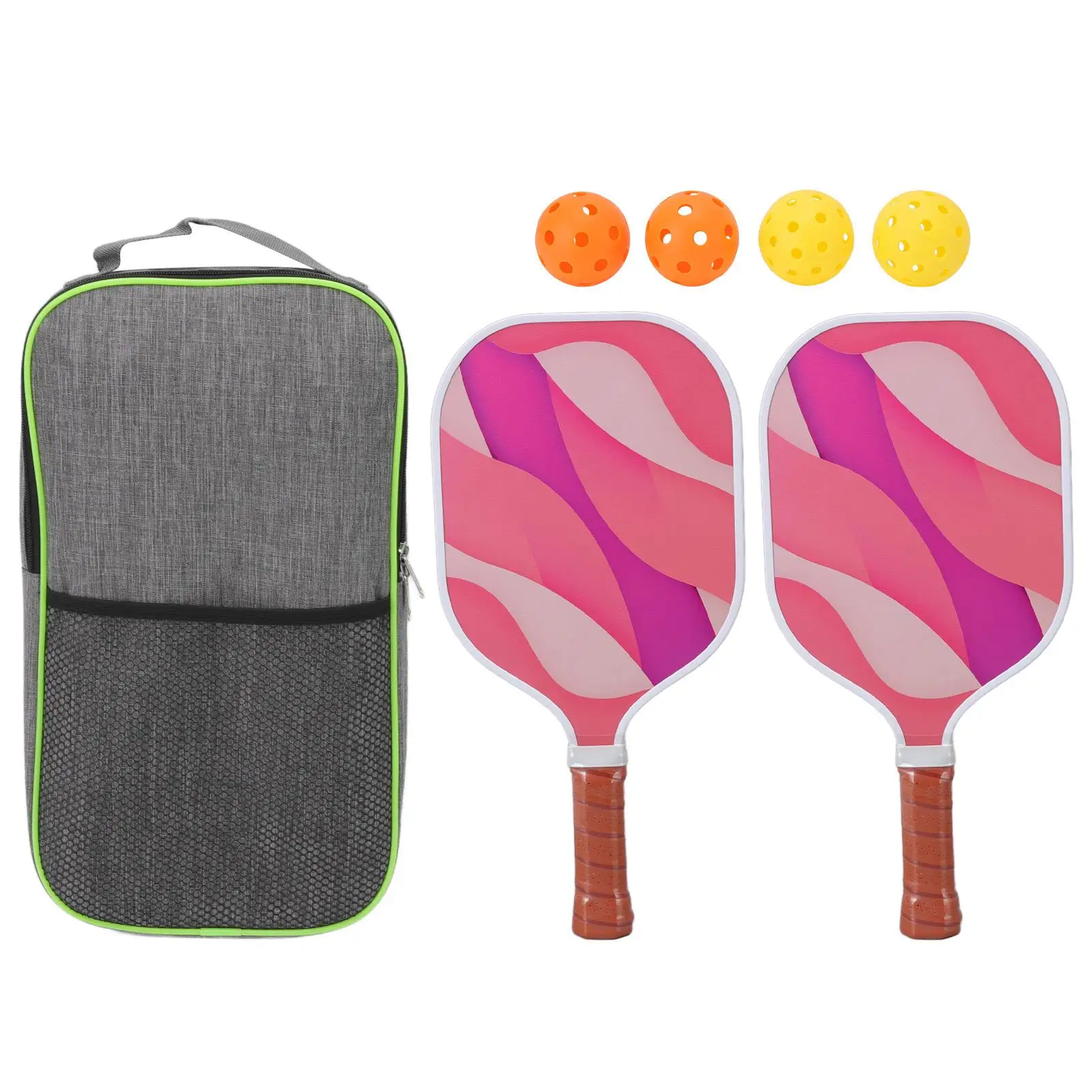 

Bright Color Fiberglass Pickleball Set with Paddles & Storage Bag for outdoor Play