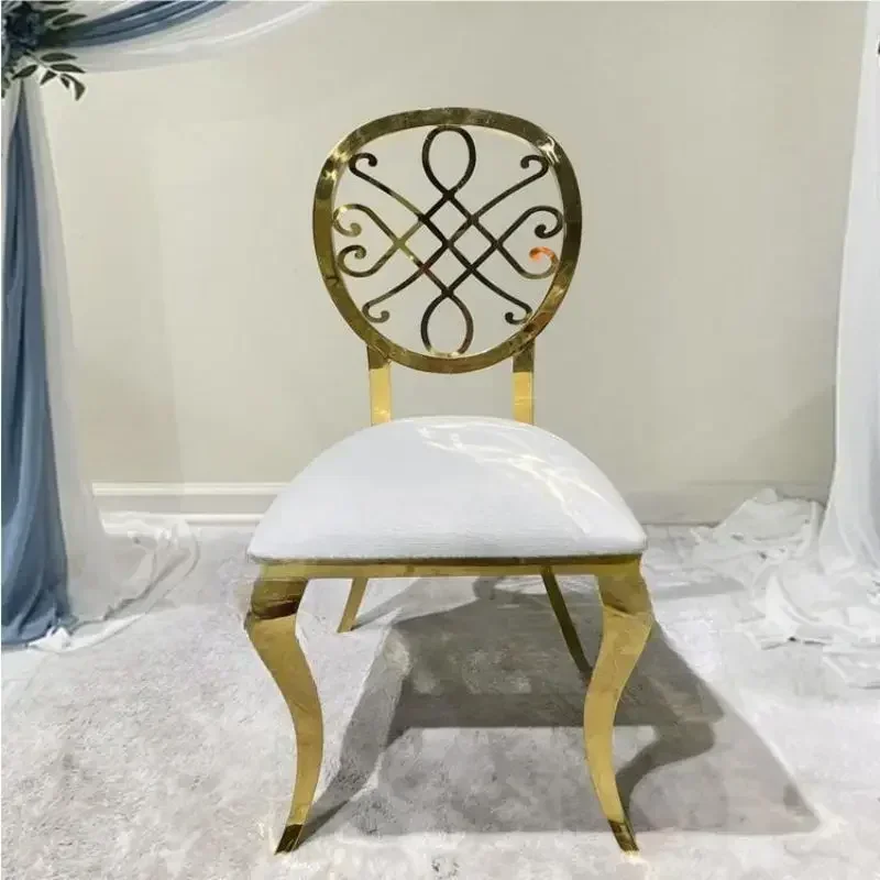 

High back stainless steel metal leg wedding banquet living room dining chairs