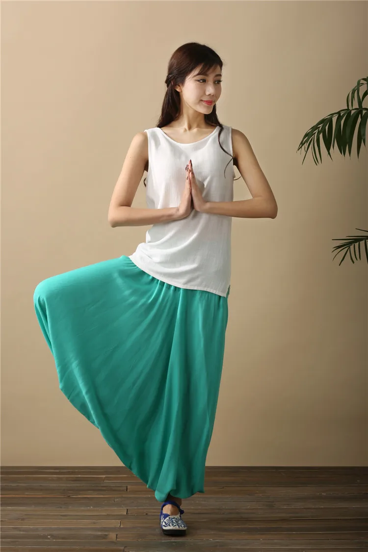 2026 Spring Women Casual Loose Harem Pants Solid Elastic Waist Summer Wide Leg Pants Plus Size Cotton Linen Trousers 4XL 5XL