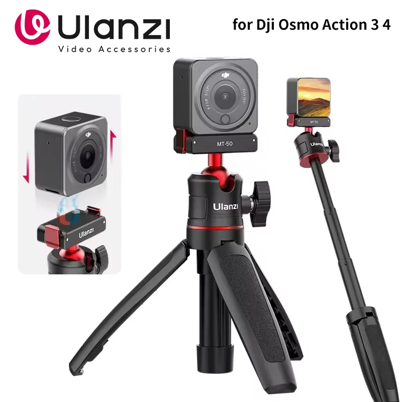 Ulanzi MT-50 Magnetic Tripod for Dji Osmo Action 5 4 3 Adjustable Underwater Selfie Stick Stand Mount Action Camera Accessories