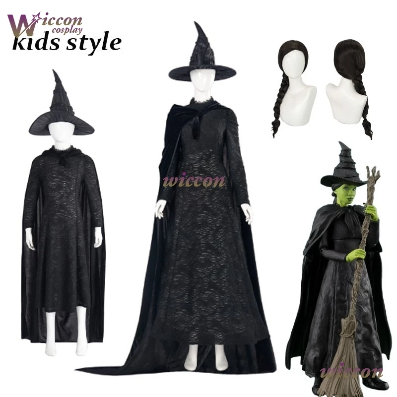 

MAG фильм злой Эльфба косплей костюм черный плащ платья шляпа униформа для женщин девочек детский стиль Хэллоуин ролевые игры наряды для вечеринок