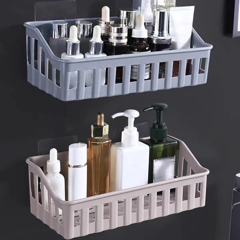 Plastic Bathroom Shelf Organizer No Drill Organizer Shower Storage Rack Wall Mount Toilet Shampoo Holder Bathroom Accessories