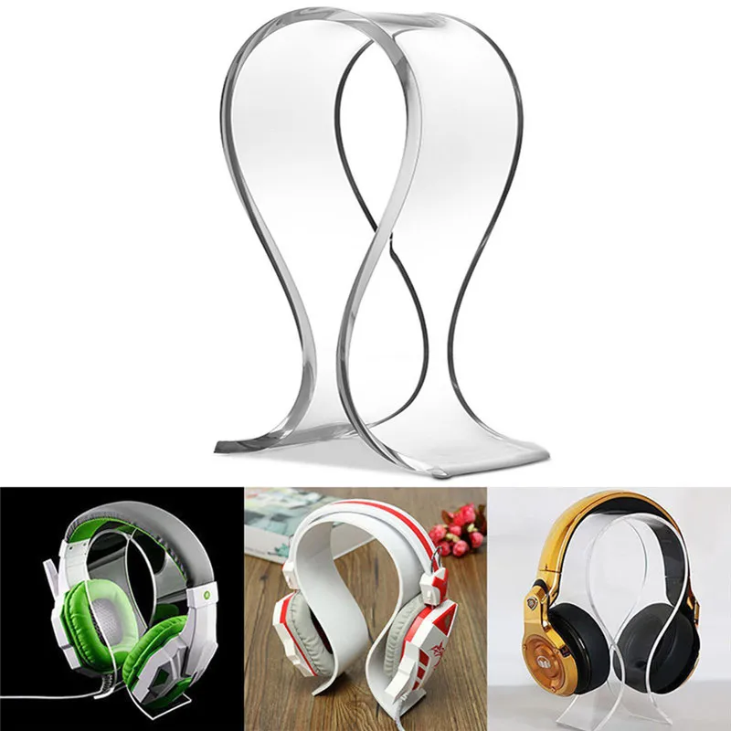 1pc Universal Acrylic Headphone Headset Display Stand Rack Hanger Holder Clear Earphone Desk Shelf Bracket