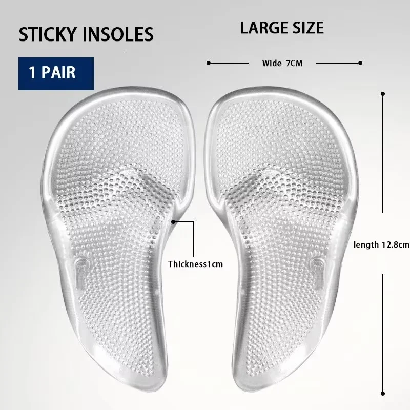 Adult Unisex Silicone Arch Insole to Support Flat Feet Anti-Foot Pain Foot Protection High Heels Three-Point Arch Insole