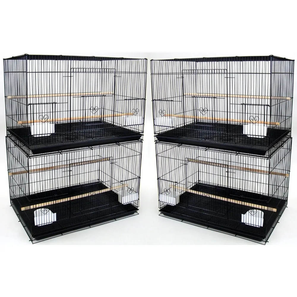 

Lot of 4 Large 30" Flight Bird Breeding Cage Canary Aviary Lovebird Budgie Finch Parakeet (Black)