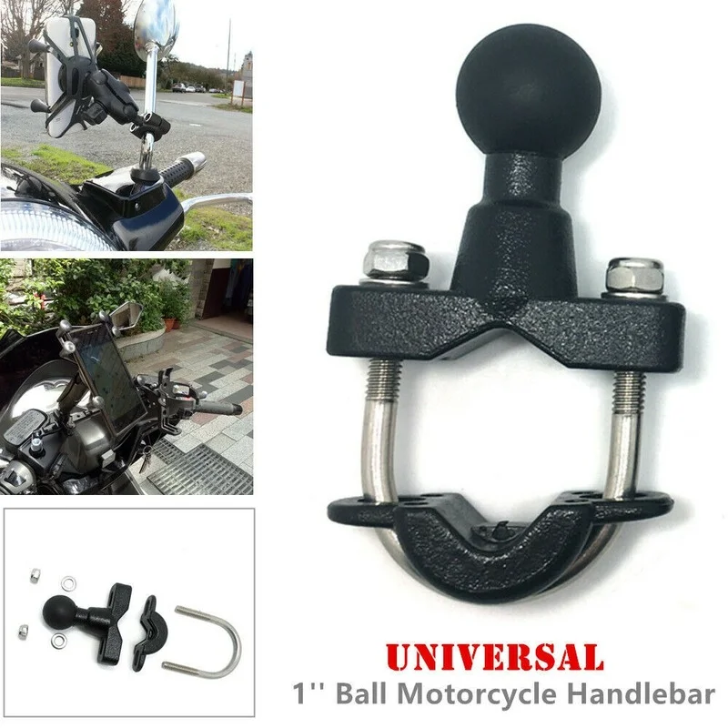 1set   Ball Motorcycle Handlebar for Phone Camera GPS Cylinder Pump Cap Mount Black