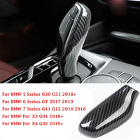 1PCS Gear Shift Knob Trim Cover For BMW 5 6 7 Series G30 G31 G11 G12 LH Carbon Fiber Textured Decorative Stickers Bumper Sticker