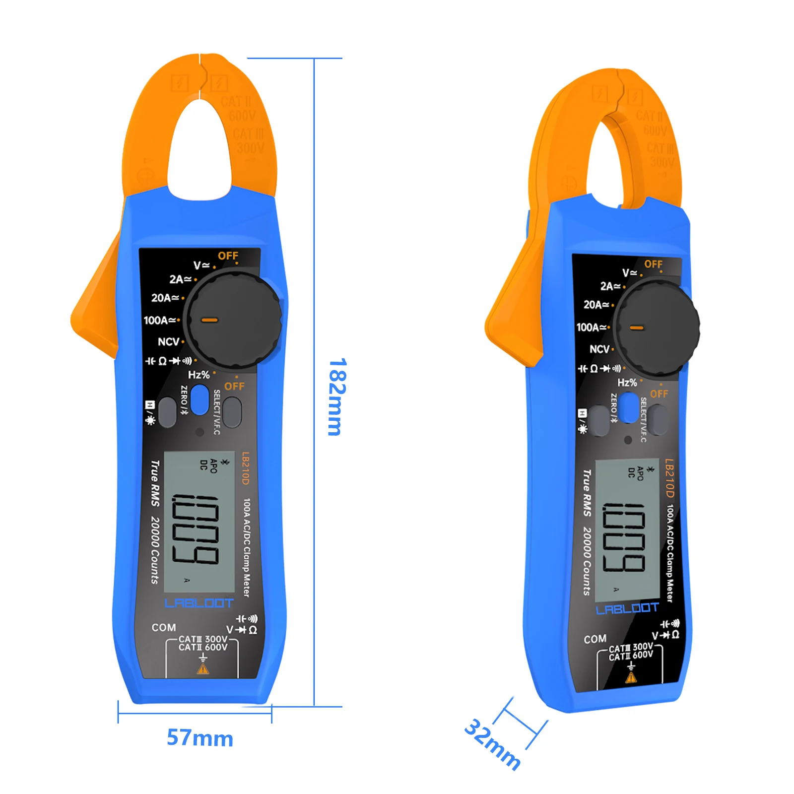 Imagem -04 - Testador Elétrico Digital com Bluetooth 100amp 600v Inteligente ac dc Clamp Multímetro True Rms Vfc Diodo Multímetro Labloot-lb210d