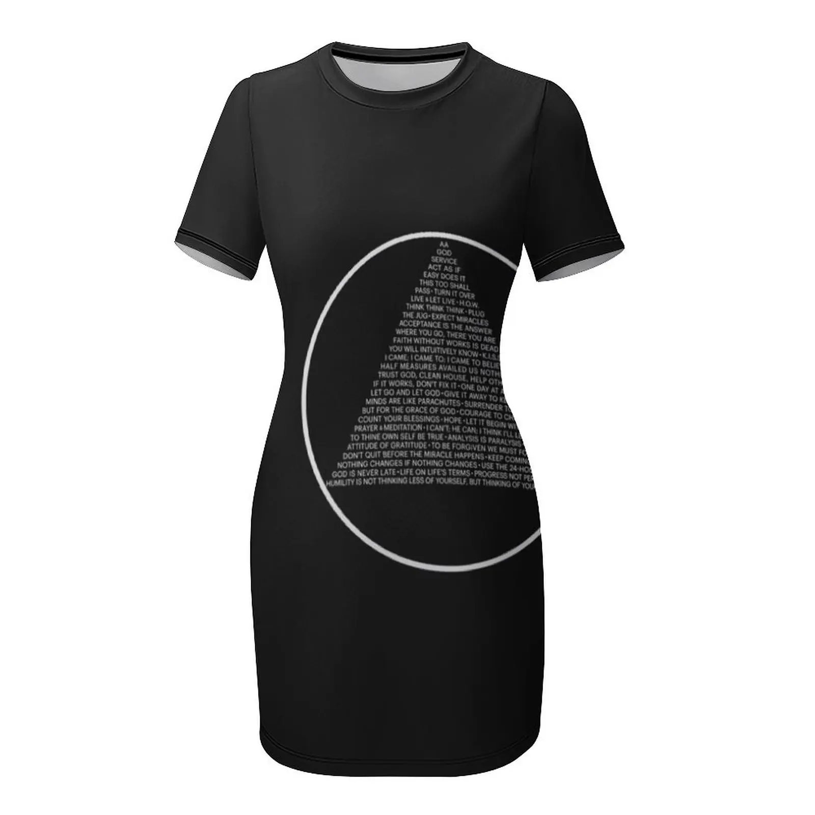 Alcoholics Anonymous Symbol In Slogans (A.A.) T-Shirt Short Sleeved Dress dresses for womens Dress