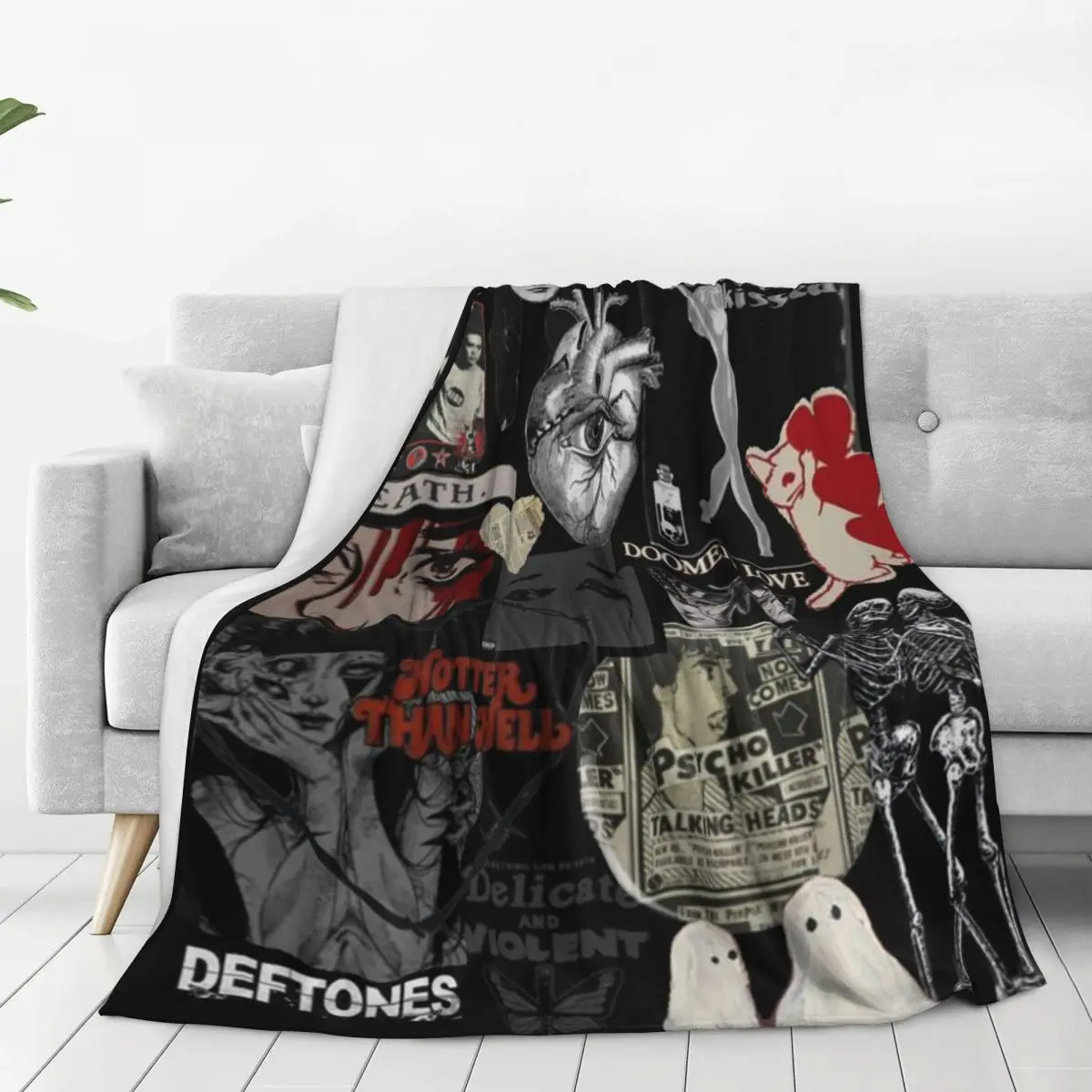 Super Soft D-Deftonese Logo Band Throw Blanket Premium Flannel Fleece Lightweight Blanket Cozy Fluffy Blankets All Season Use