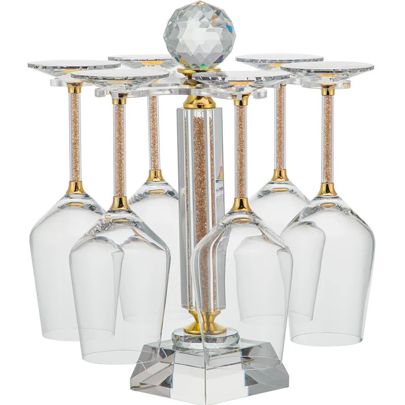 

Diamond red wine glasses, gold and white diamond glass cups, stemmed glasses, rotating decanters, crystal cup rack set