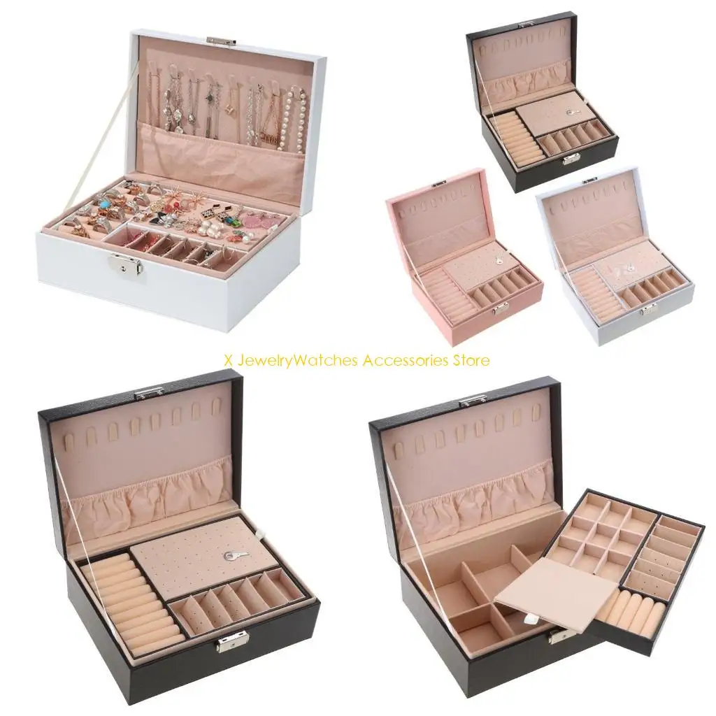 

31KD Convenient Jewelry Box Spacious Jewelry Holder Double Layer Jewelry Organizers