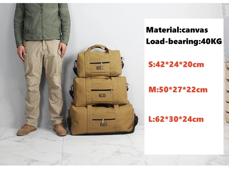 S/M/L Outdoor Sports Hiking Canvas Backpack Large Capacity Camping Travel Luggage Shoulder Bag Laptop Rucksack Fishing Handbag