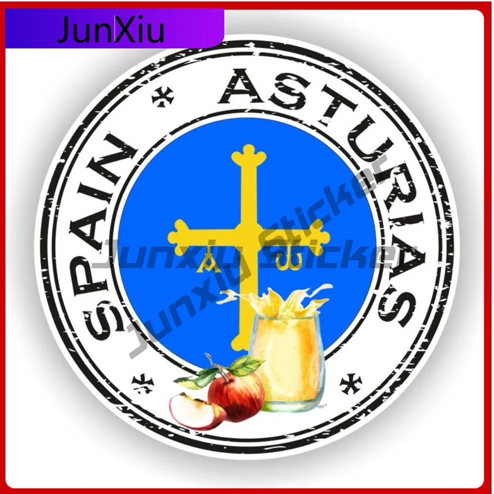 

Spain Asturias Seal Stylish Laptop Durable Decal Round Sticker Emblem Boat Waterproof Truck UV Resistant Decoration Stylish