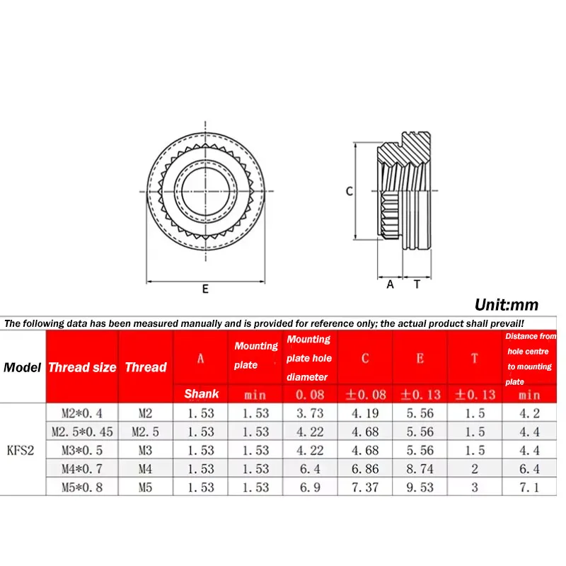 M2/M2.5/M3/M4/M5/256/440/632/832/032 Stainless Steel Self-Clinching Nut Press In PCB Board Broaching Nut Press Insert Rivet Nuts