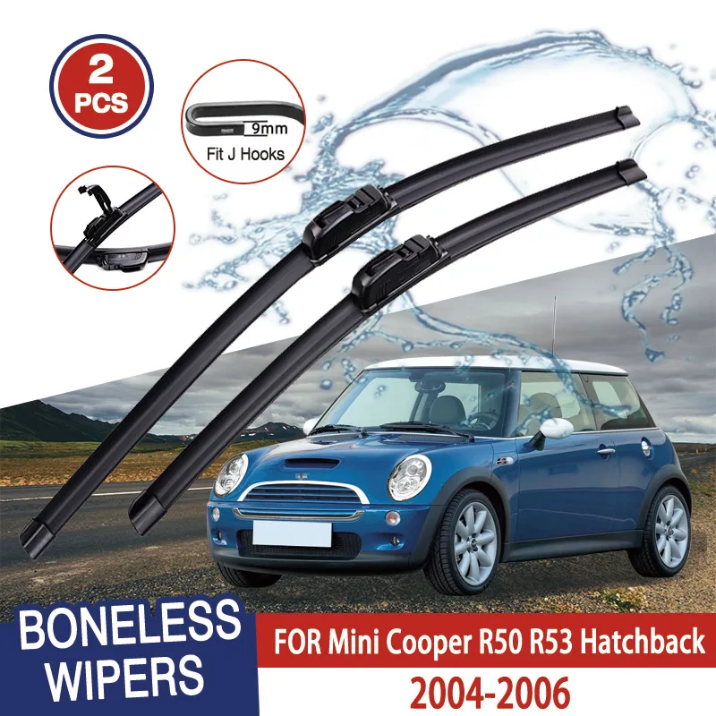 For Mini Cooper R50 R53 Hatchback  2004-2006 Car Windshield Wiper U-type Soft Rubber Frameless Bracketless Car Wipers 19\