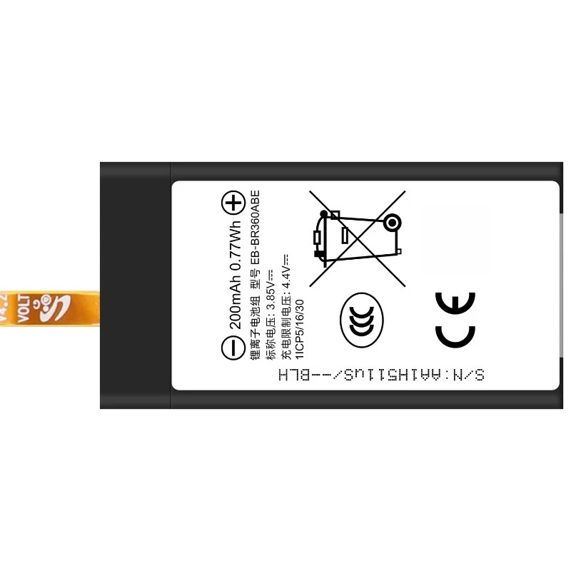 Bateria de relógio EB-BR360ABE 3,85 V 200mAH para Samsung Watch Gear Fit 2/SM-R360