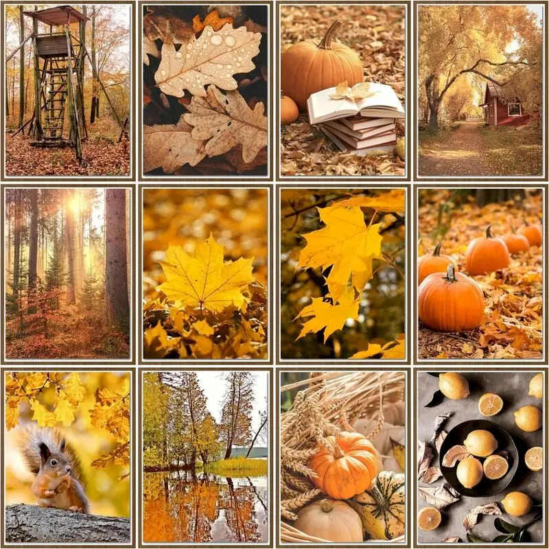 CHENISTORY Painting By Number Autumn Scenery Drawing On Canvas HandPainted Gift Picture By Number Pumpkin Kits Home Decor