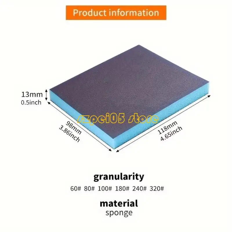 45BE 6Pcs 60-320 Grit Sanding Sponge Sanding Blocks Washable Reusable Wet Sandpaper