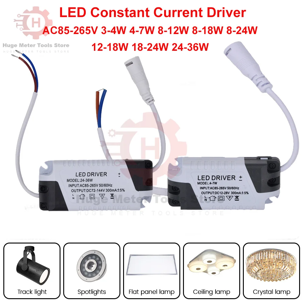 LED Constant Current Driver AC 85-265V Output 24-96V DC Connector Power Supply Power Supply Adapter Transformer for Panel Light