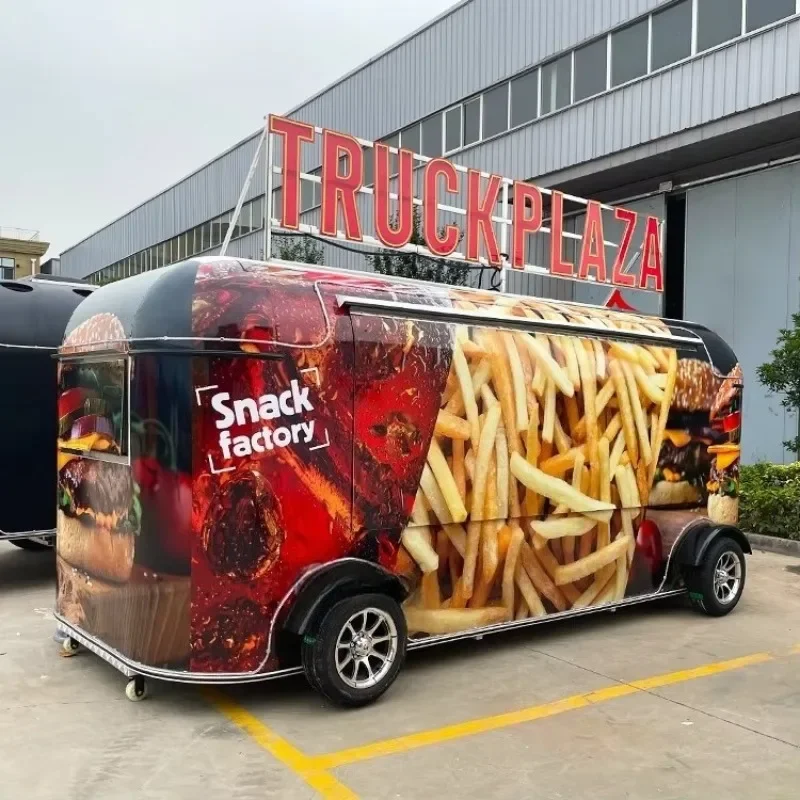 

Towable Food Trailer Mobile Bar Van Fast Food Truck Fully Equipped Restaurant Pizza Burger Van Catering Food Trailer With Grill