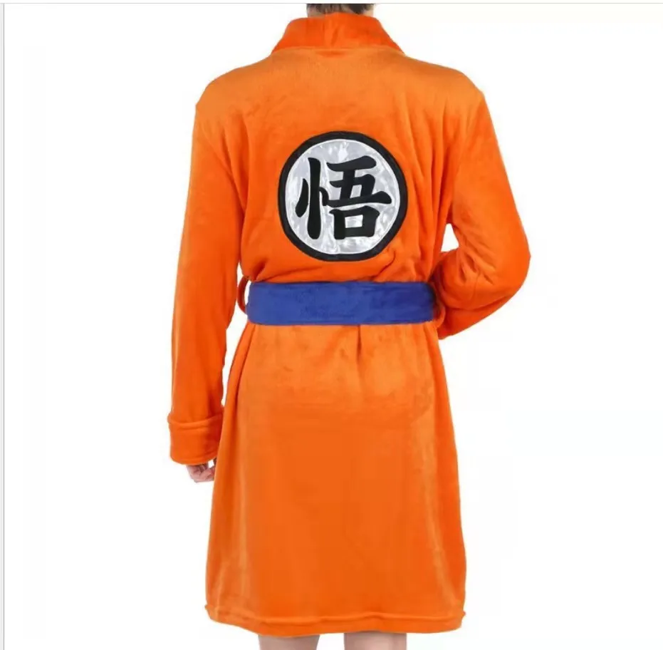 Hot Japan Anime Son Goku Cosplay Bathrobe Cartoon Kakarotto Pajamas Winter Keep Warm Soft Flannel Bathrobe for Women Men Cos Top
