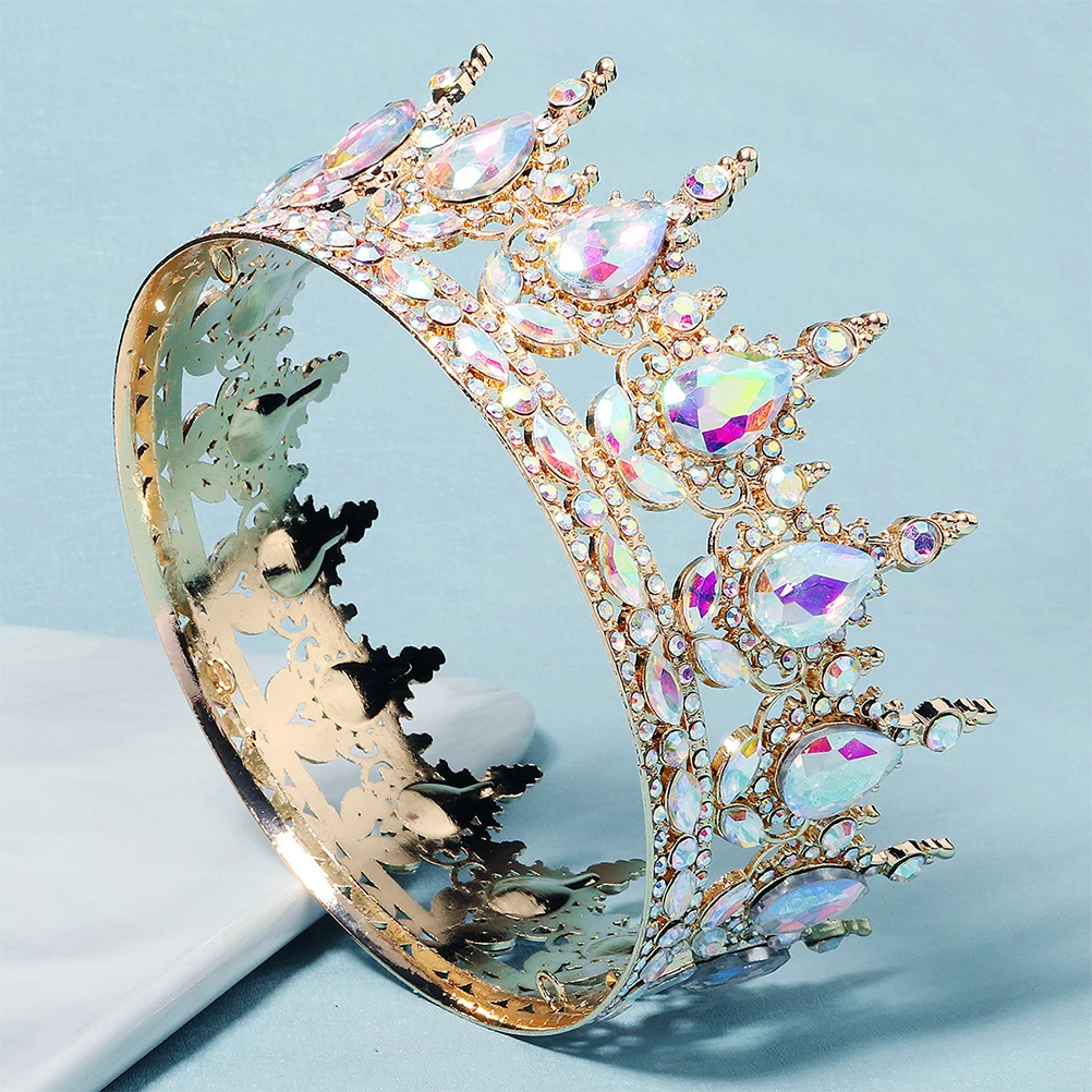 

Retro Wedding Headdress Bridal Hair Accessories Crystal Tiara Rhinestone Crown Hollow Bride Queen