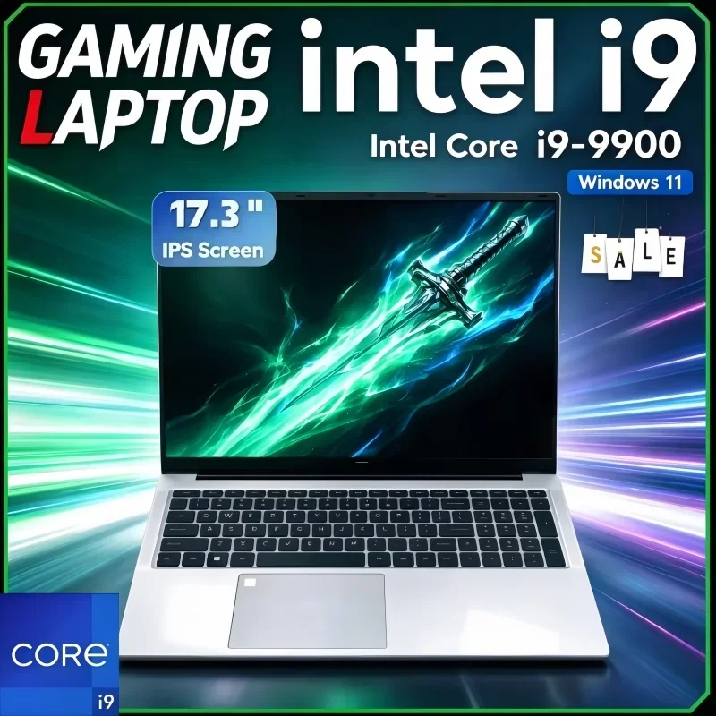 Multi-scene 17.3 Inch HD Notebook Intel I9-9900 32GB RAM 2TB SSD Windows11 Fingerprint Unlock High Performance Laptop